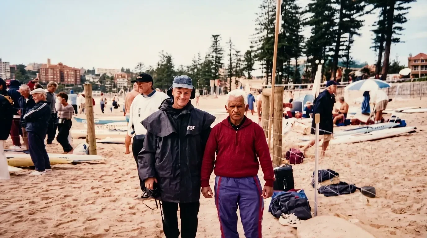 Mr. D.R. Athukorala on Sydney Beach with Teammates