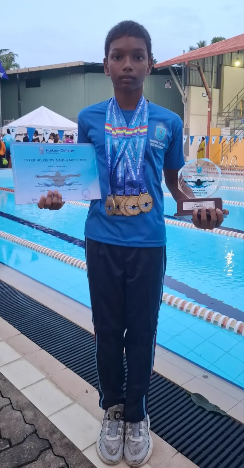 Tehan Swimming Champion 5 Gold Medals & Trophy